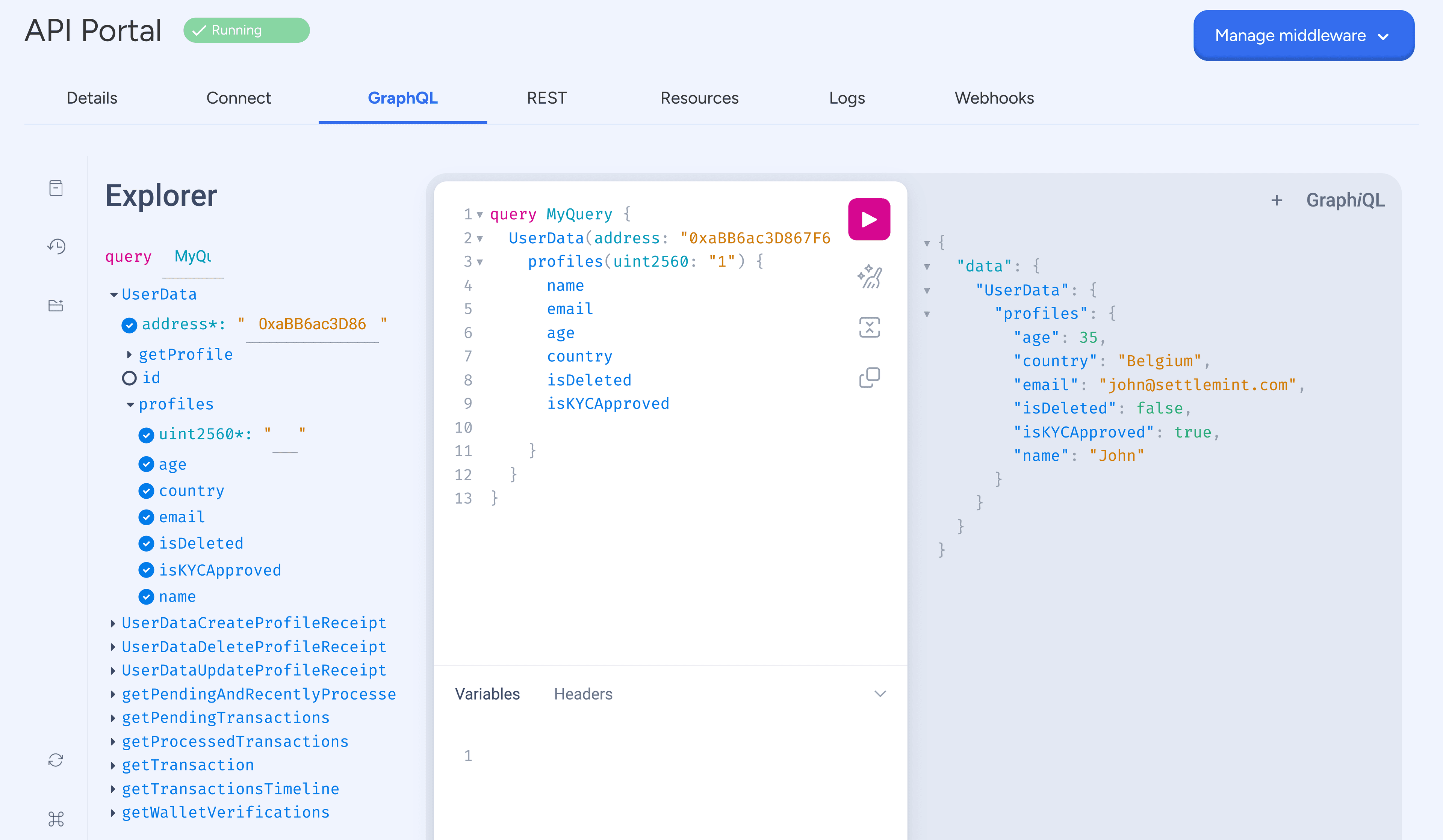 API Portal GraphQL
