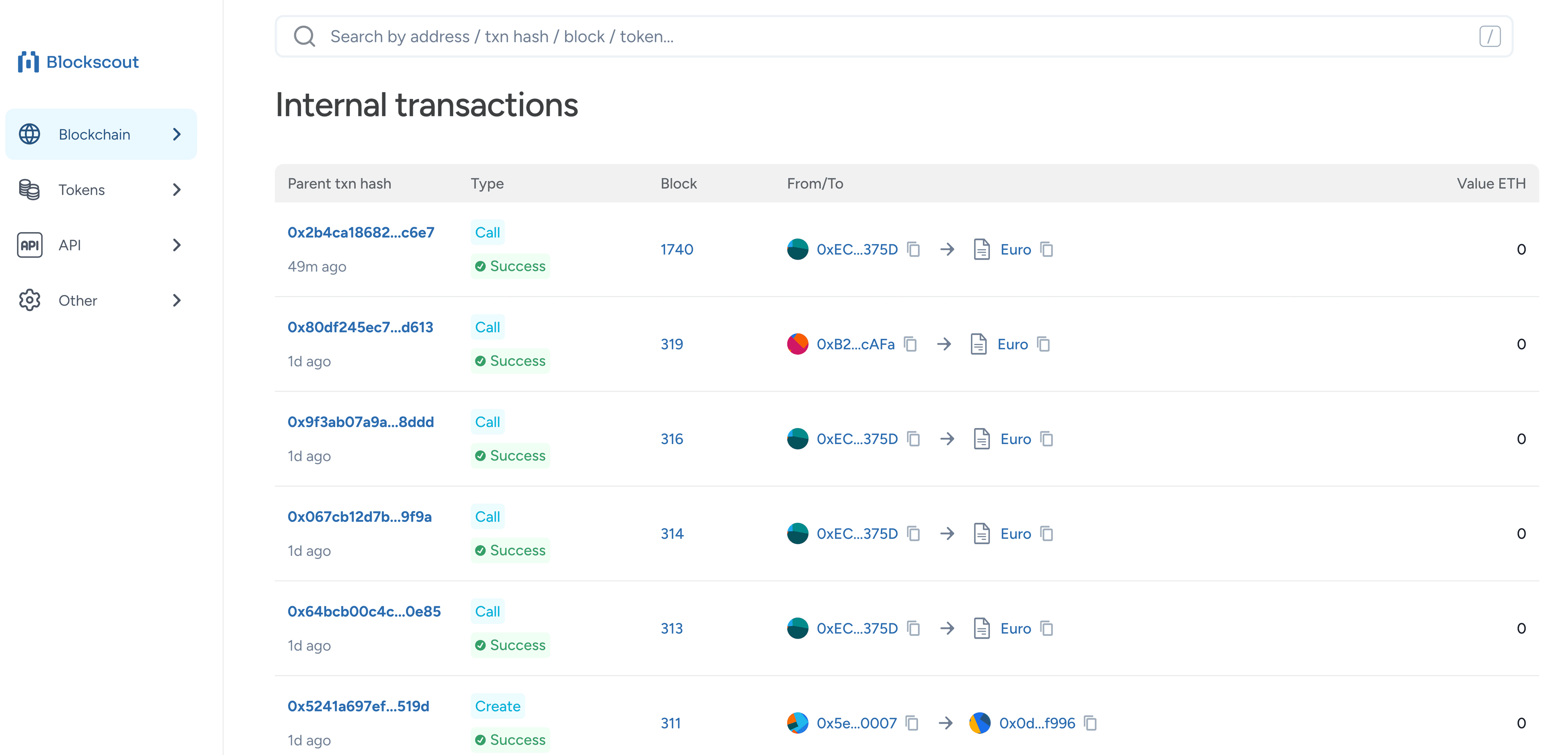 Internal Transactions