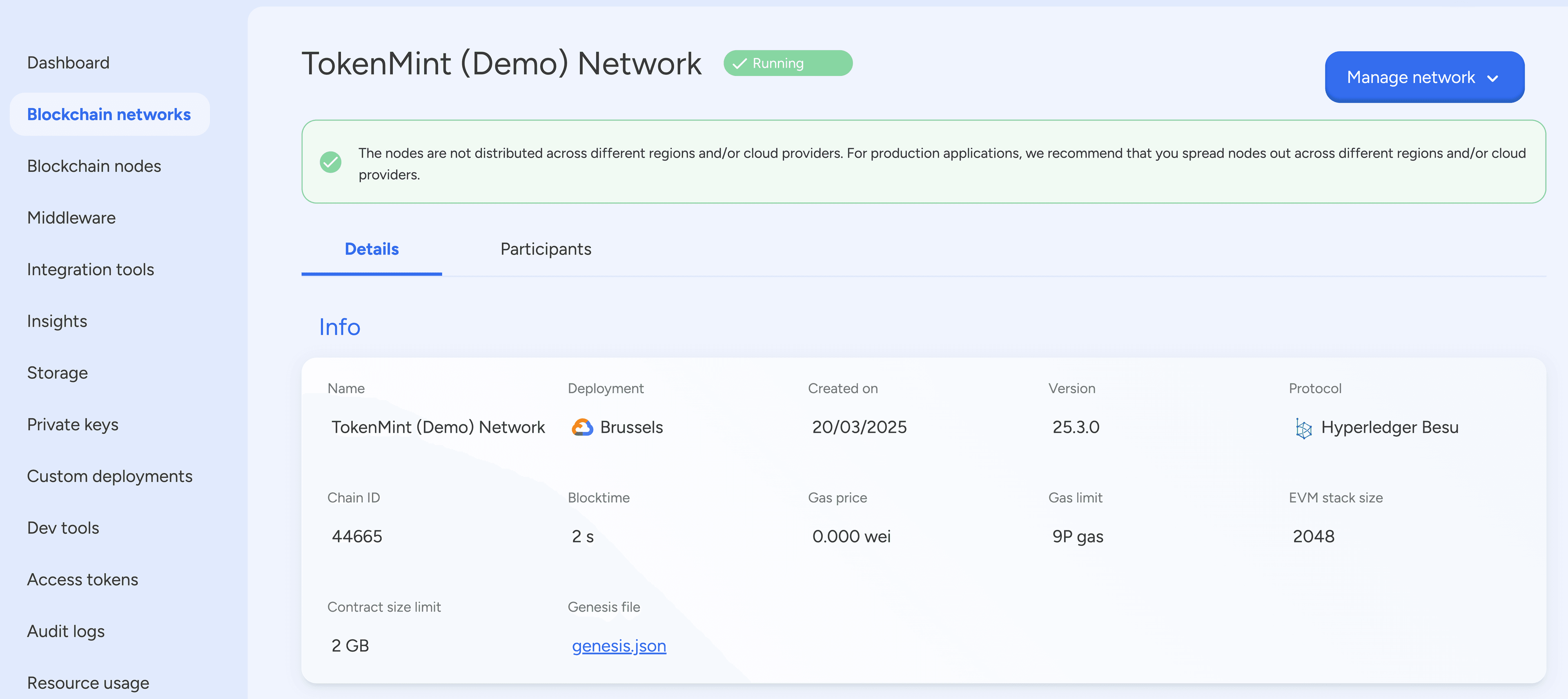 EVM Network Info