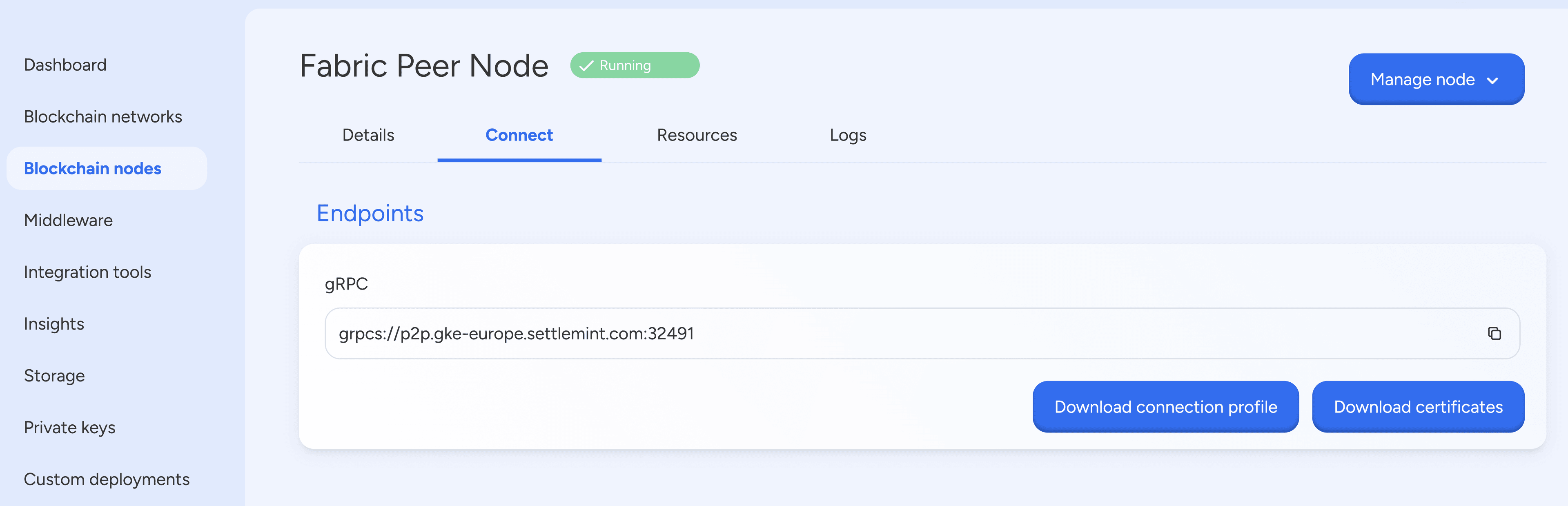 Fabric Node Connection