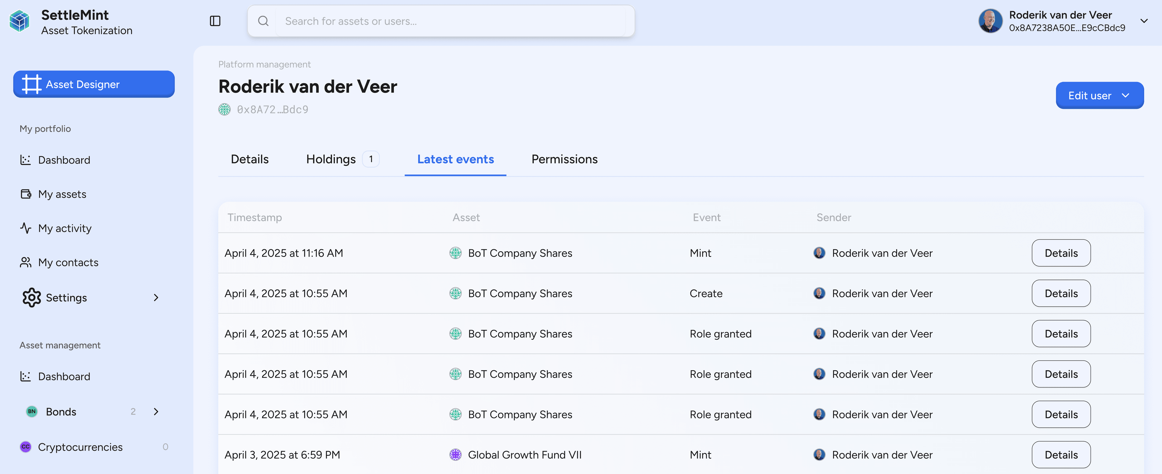 Users events