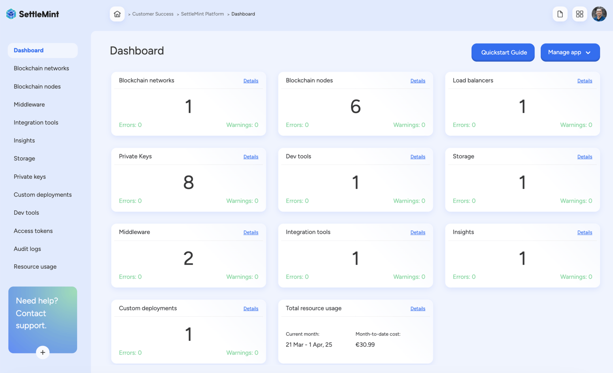 Application dashboard