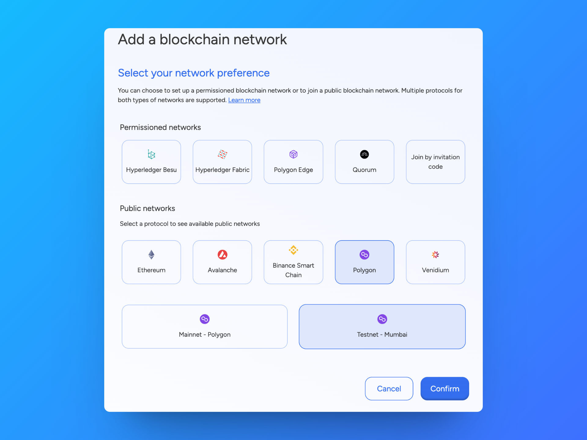 Choose A Network