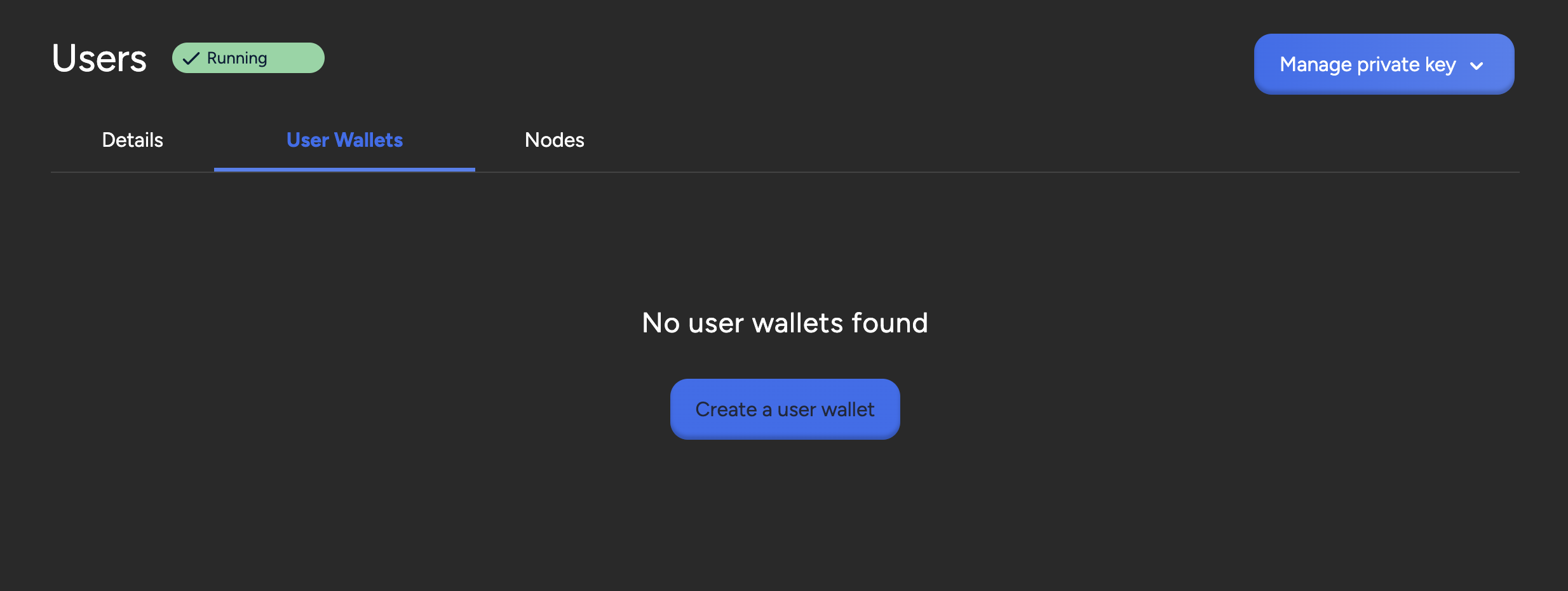 Create User Wallet