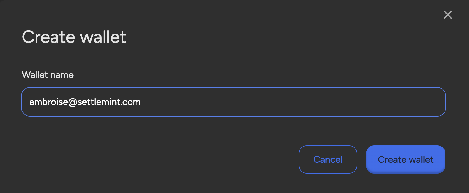 Create User Wallet Form